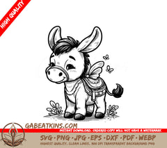 Winged Donkey SVG for Mobile Devices SVG