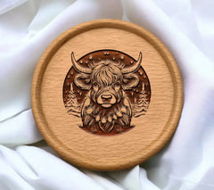 Yak Christmas Lights SVG - Monochromatic Highland Cow SVG