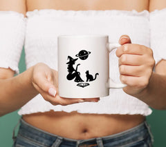 Witch and Cat Silhouette SVG - Moon Witch Design SVG