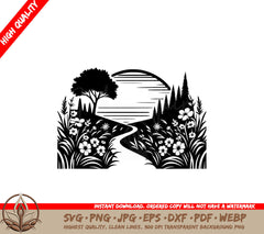 Moonlit Blossom Trail SVG - Digital Product in Multiple Formats