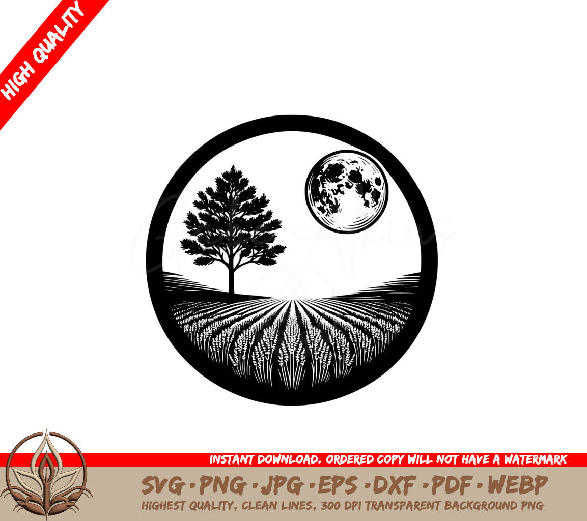 Moonlit Field SVG - Digital Product in Various Formats