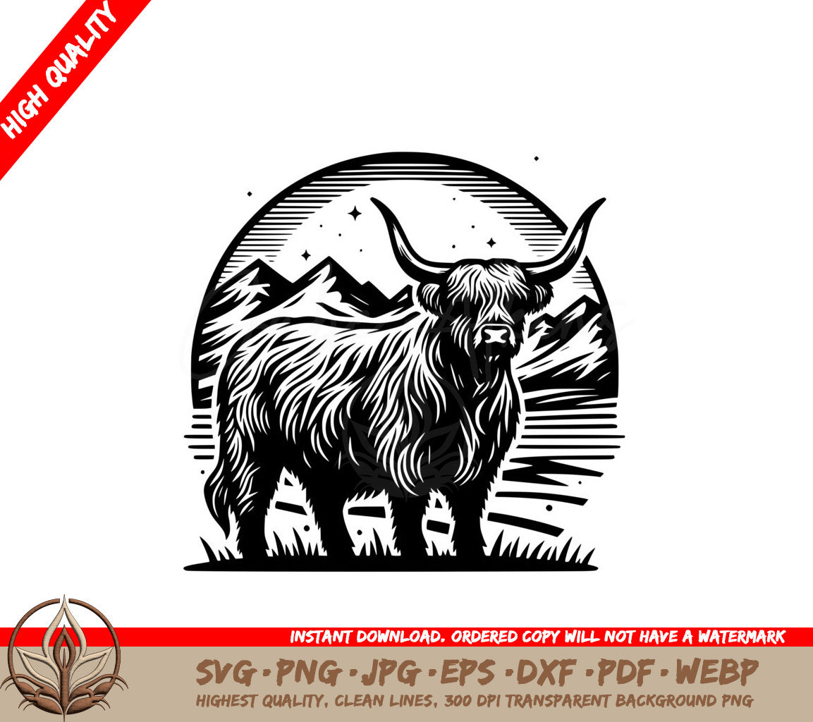 Highland Night Moonlit SVG