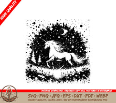 Moonlit Unicorn Gallop SVG - Digital Product file in various formats