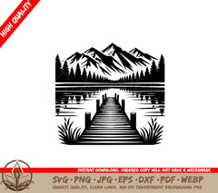 Mountain Lake Pier File - SVG