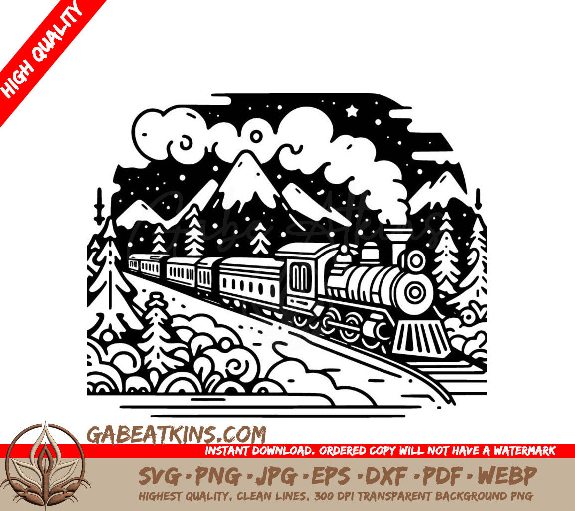 A Train With Mountains In The Background SVG - Mountain Train Ride SVG