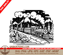 A Train With Mountains In The Background SVG - Mountain Train Ride SVG