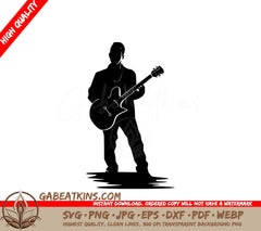 A Man Playing A Guitar SVG - Musician with Guitar SVG