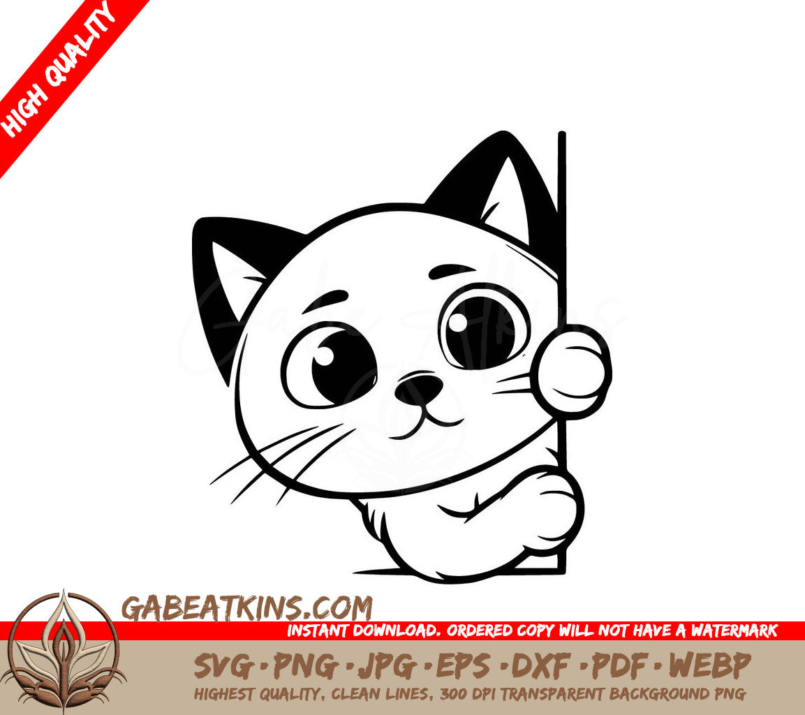 A Cat Peeking Out From Behind A Wall SVG - Mystery Kitty Peek SVG