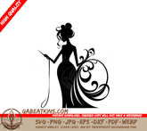 Elegant Black Woman Silhouette with Needle & Thread SVG - Mystic Magic Design SVG