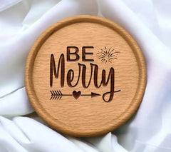 Be Merry SVG - Sign with Arrow & Fireworks SVG