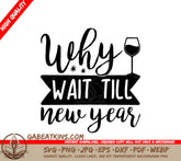 New Years Eve Wine Glass SVG Design SVG