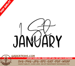 January SVG - Black Text on White Background SVG