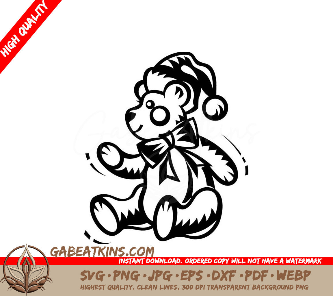 Teddy Bear in Santa Hat - New Years SVG SVG