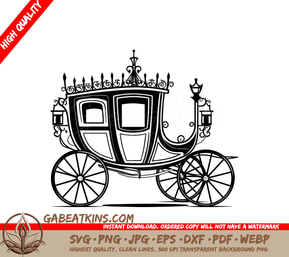 Horse Drawn Carriage SVG - Noble Nuptial Ride SVG