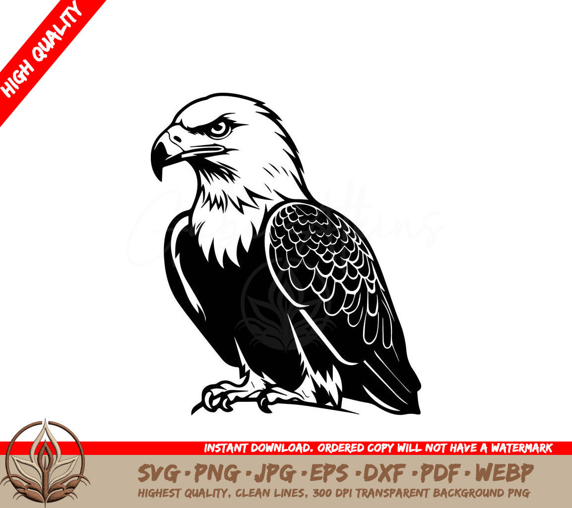 Noble Sitting Eagle Vector Illustration SVG