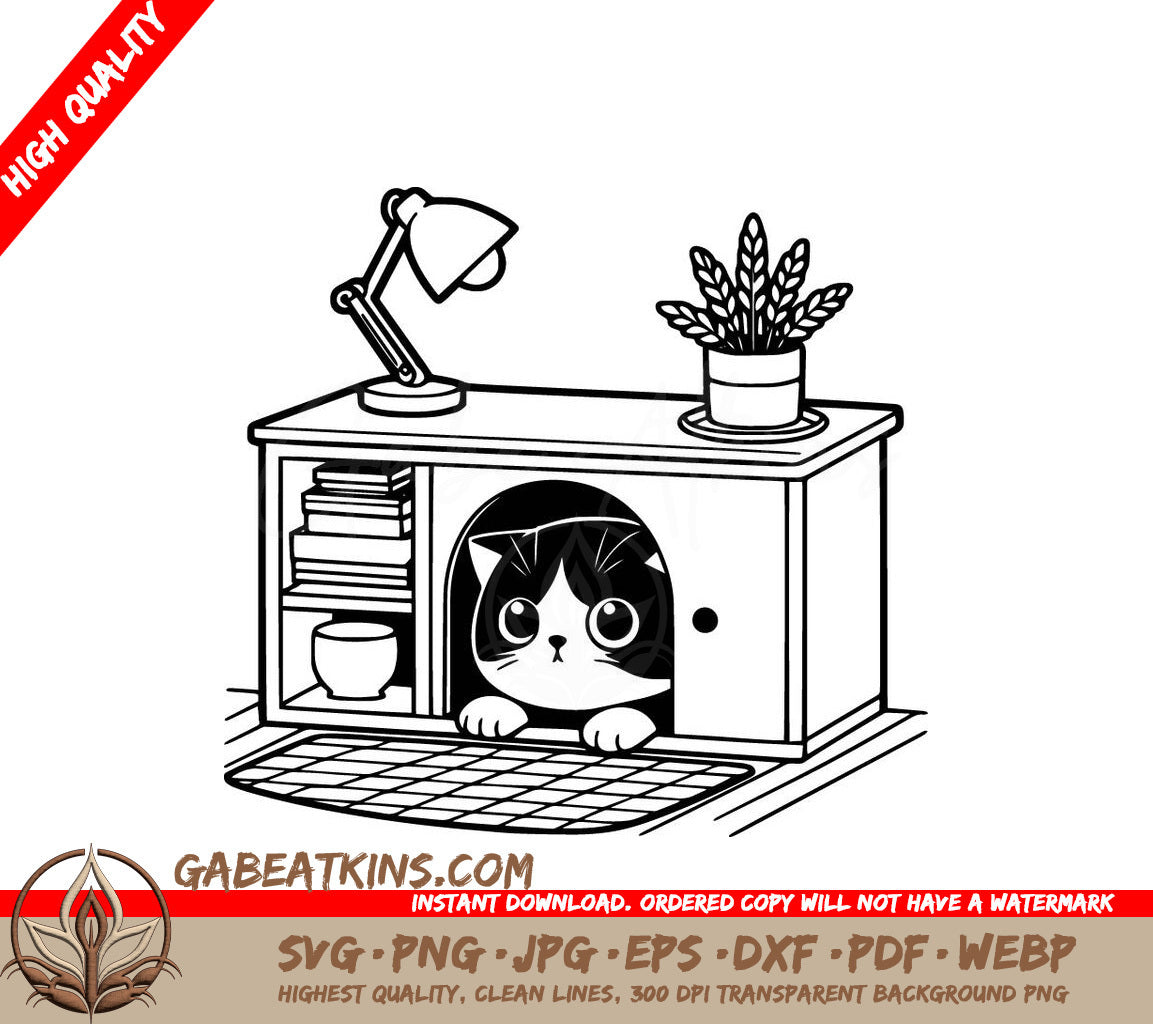 A Cat In A Cat House SVG - Nook Kitty Peek SVG