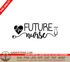 Future Nurse Heart & Stethoscope SVG Design - SVG