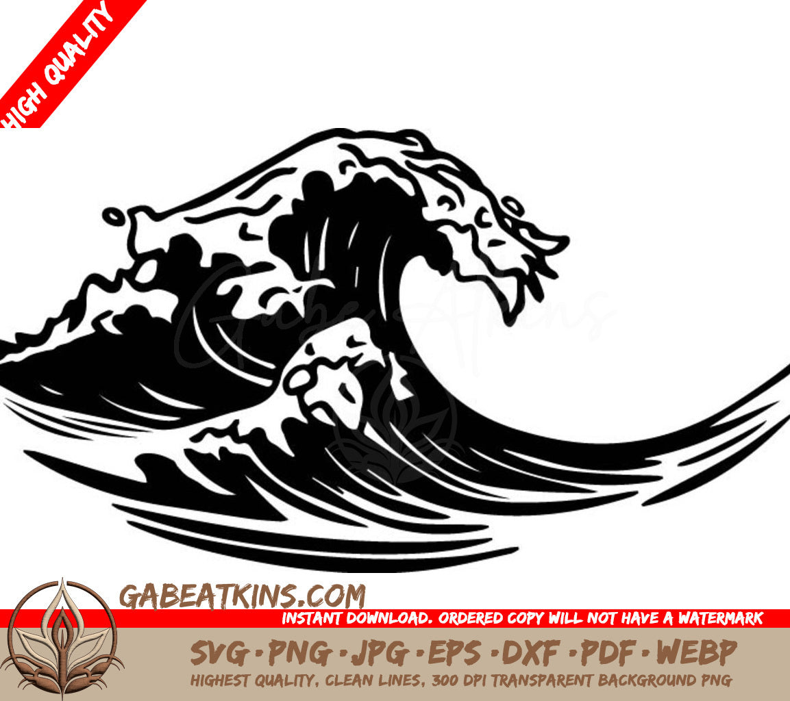 A Large Wave In The Ocean . SVG - Ocean Waves SVG SVG