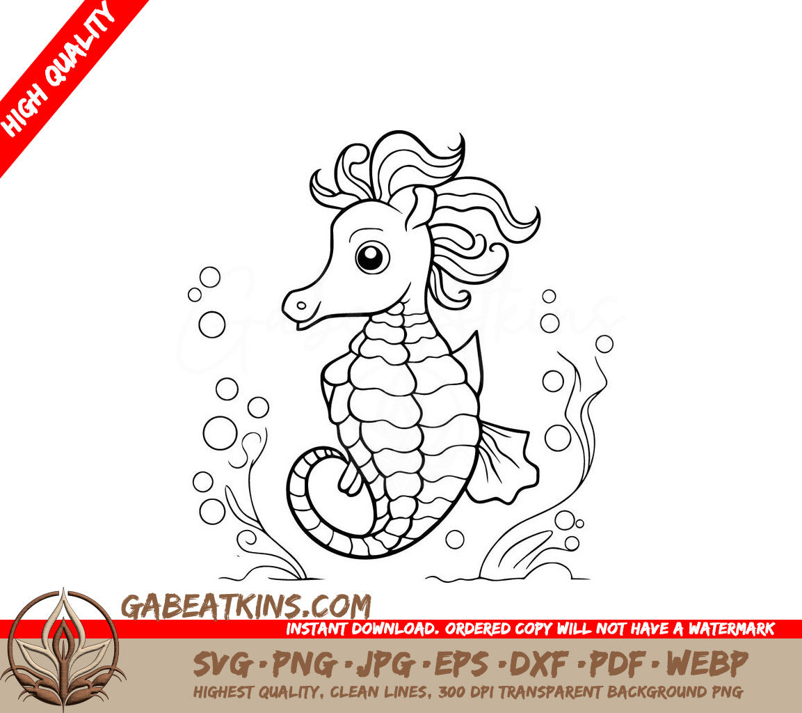 A Seahorse With Bubbles Around It SVG - Oceanic Seahorse SVG