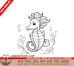 A Seahorse With Bubbles Around It SVG - Oceanic Seahorse SVG