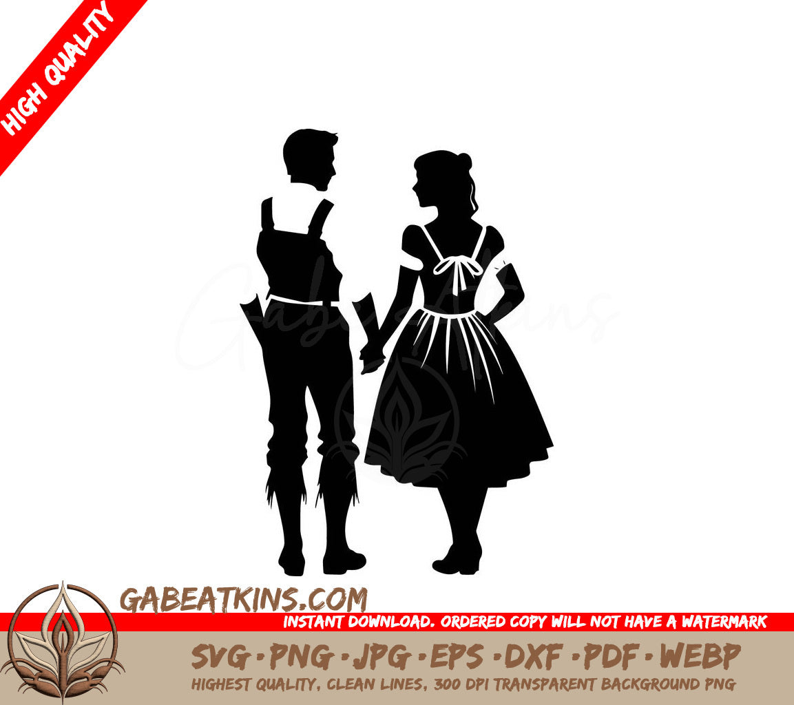 A Silhouette Of A Man And A Woman Holding Hands SVG - Octoberfest Love SVG
