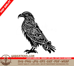Odins Celtic Raven - Patterned Bird SVG SVG