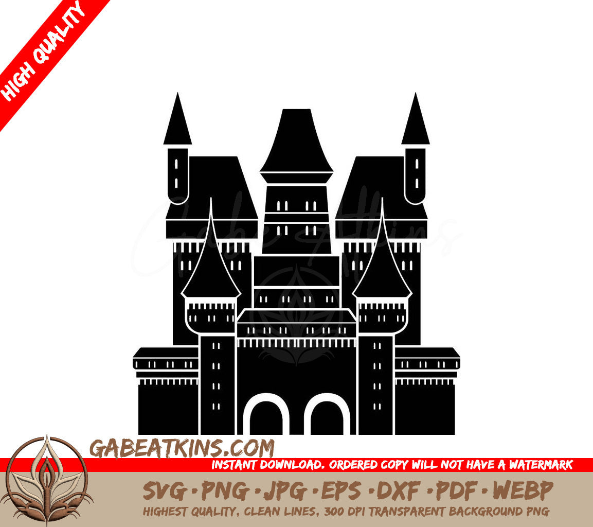 Castle Silhouette SVG - Stone Fortress Tower Architecture SVG
