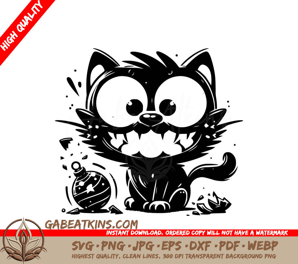 A Cat Holding A Christmas Ornament SVG - Ornament Kitty Chaos SVG