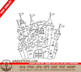Castle SVG Line Art Illustration, Coloring Page & Vector SVG
