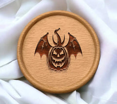 Halloween Pumpkin with Bat Wings SVG -  Drawing SVG