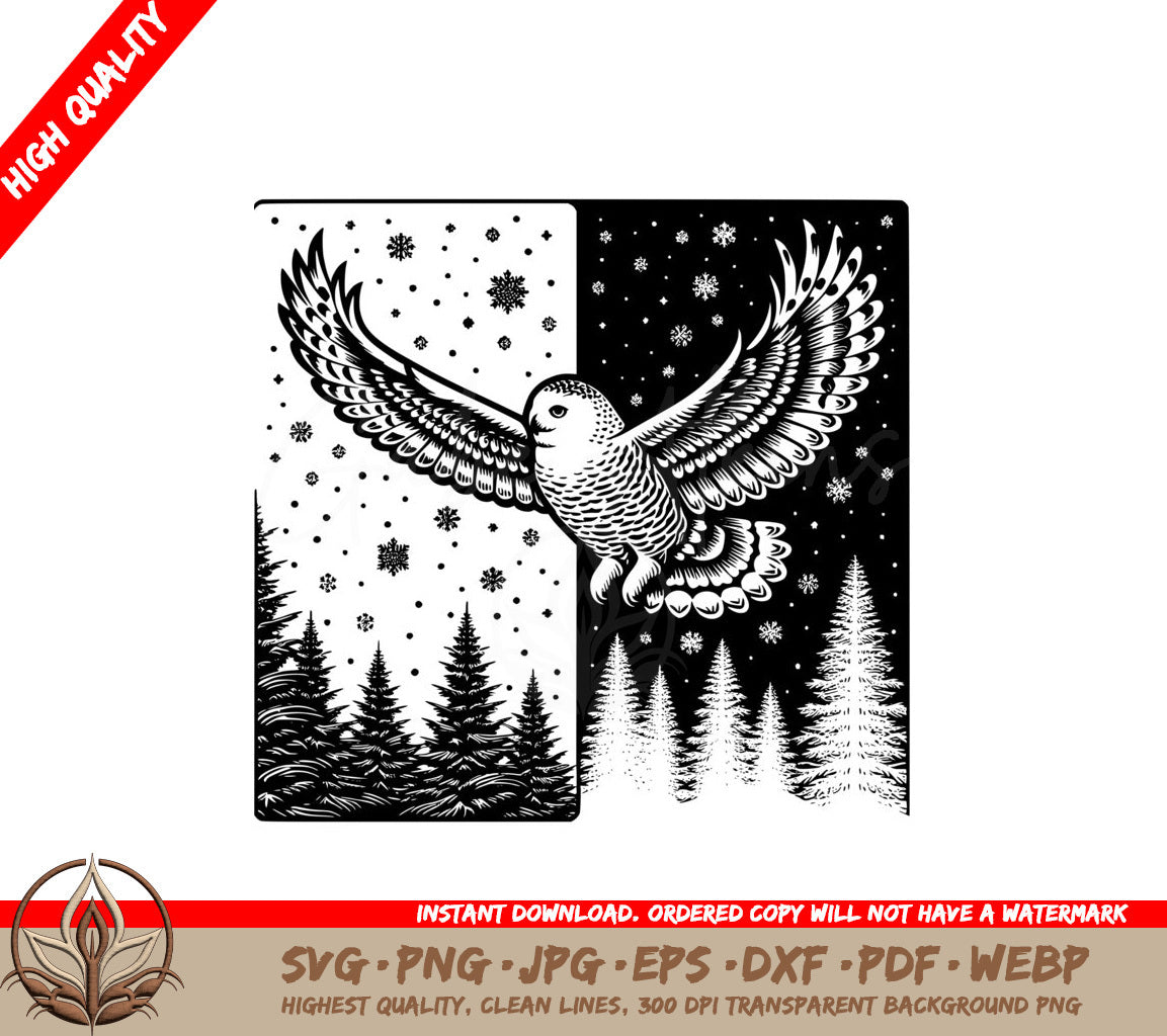 Owl Day and Night Flight SVG Cut File