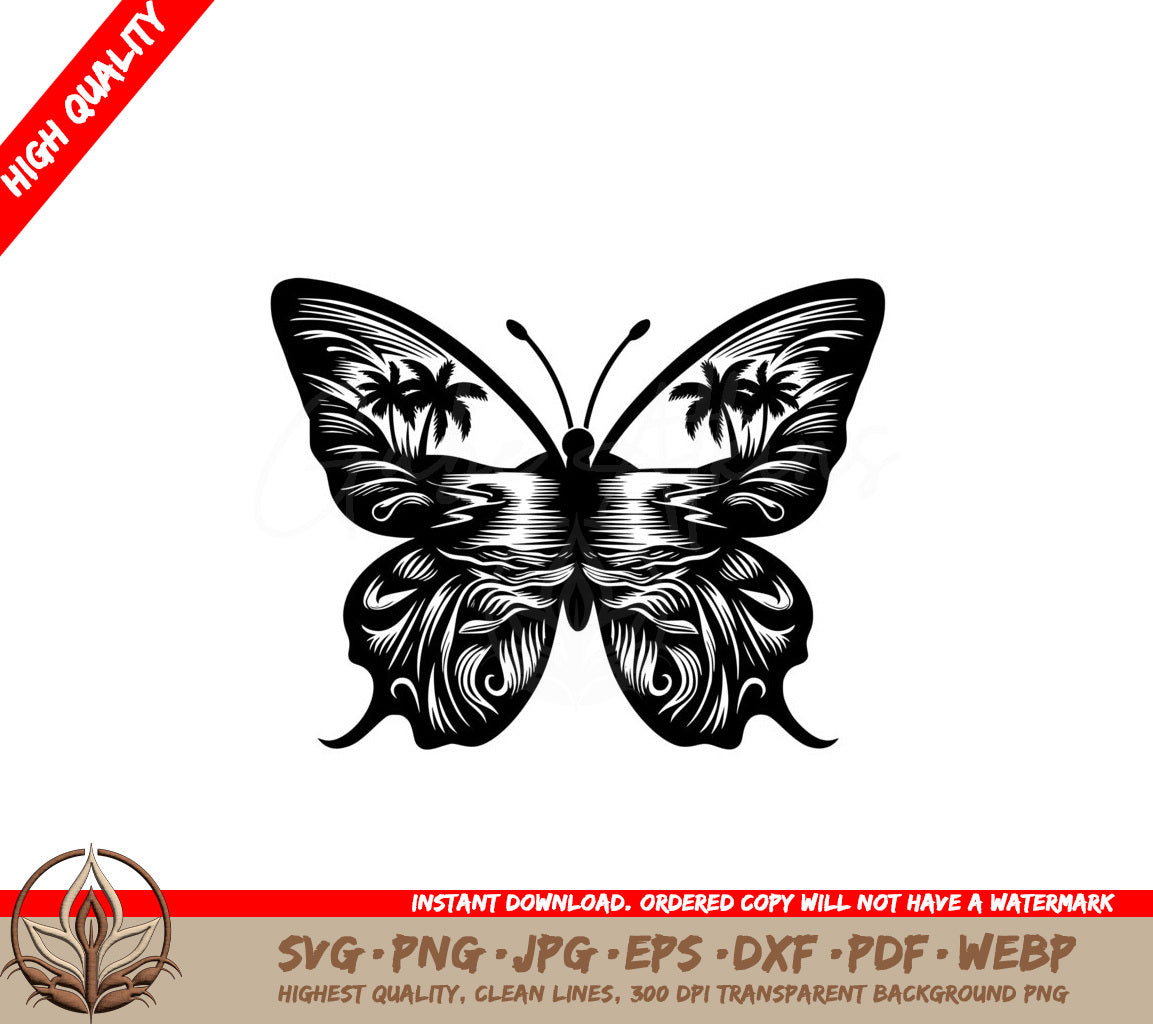 Palm Paradise Butterfly SVG Digital Product