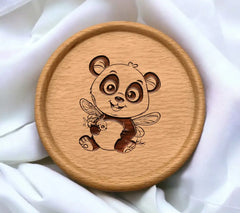 Panda with Wings & Bee - SVG Illustration & Coloring Page SVG