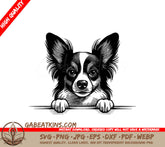 Papillon Peeking Over Wall -  Dog SVG SVG