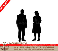 A Silhouette Of A Man And A Woman Standing Next To Each Other SVG - Partners in Solace SVG