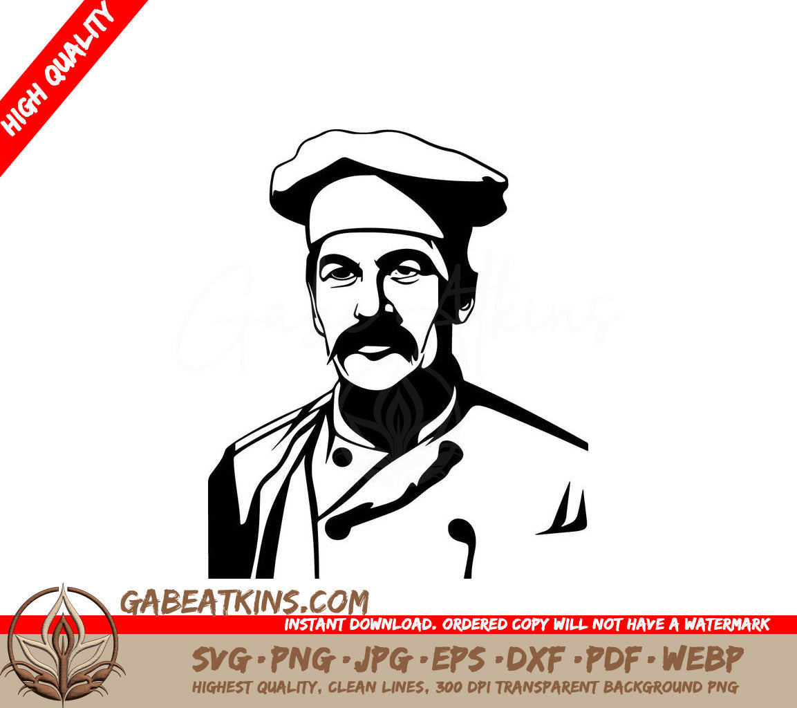 A Chef With A Mustache SVG - Passionate Chef SVG