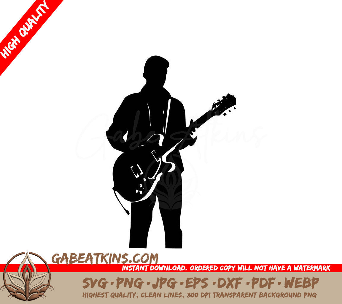 A Man Playing An Electric Guitar SVG - Passionate Guitarist SVG