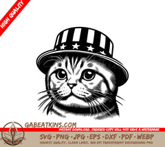 A Cat Wearing A Patriotic Hat SVG - Patriotic Kitty SVG