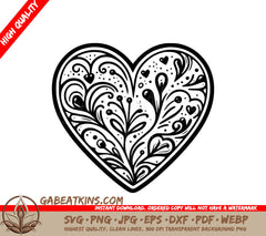 A Heart With Swirls And Hearts SVG - Patterned Heart SVG