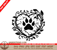 A Paw Print In The Shape Of A Heart SVG - Paw Print Heart SVG
