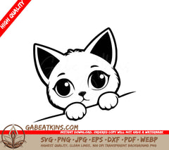 A Cat Peeking Over A Wall SVG - Paws Over Wall SVG