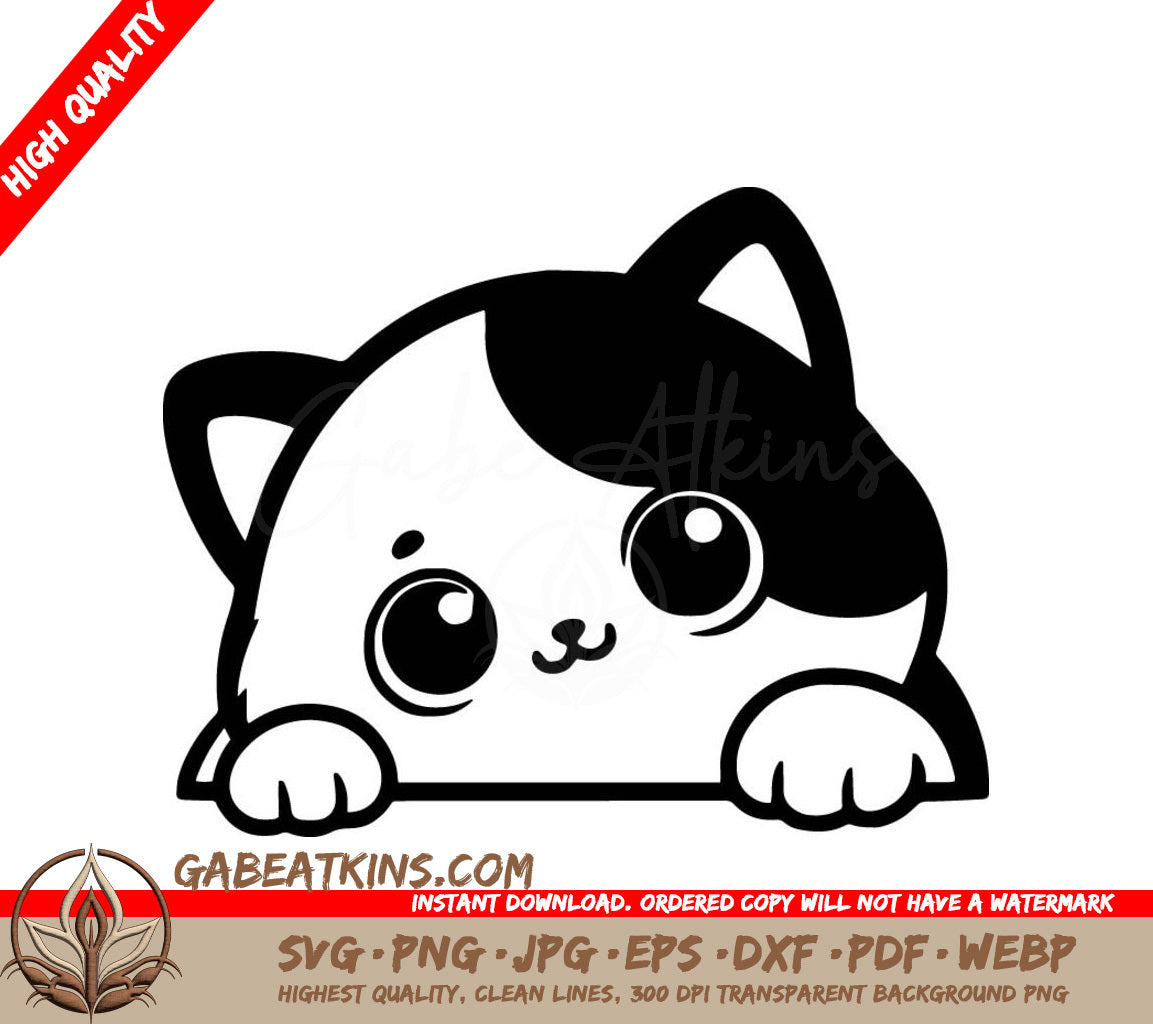 A Cat With Big Eyes SVG - Paws and Peepers SVG
