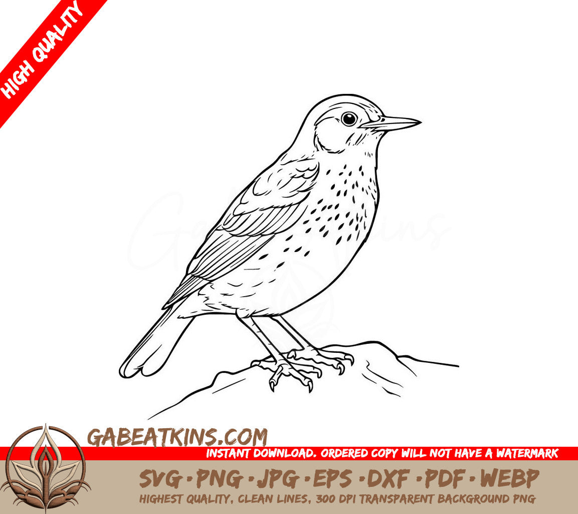 A Small Bird Perched On A Rock SVG - Peaceful Bird SVG