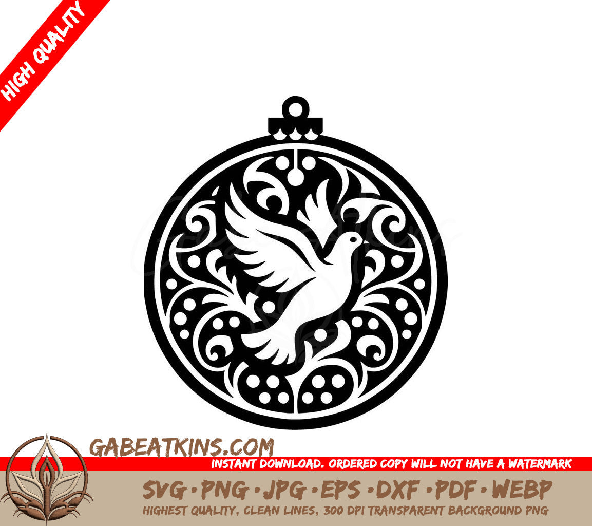 A Dove In A Circle SVG - Peaceful Dove Ornament SVG
