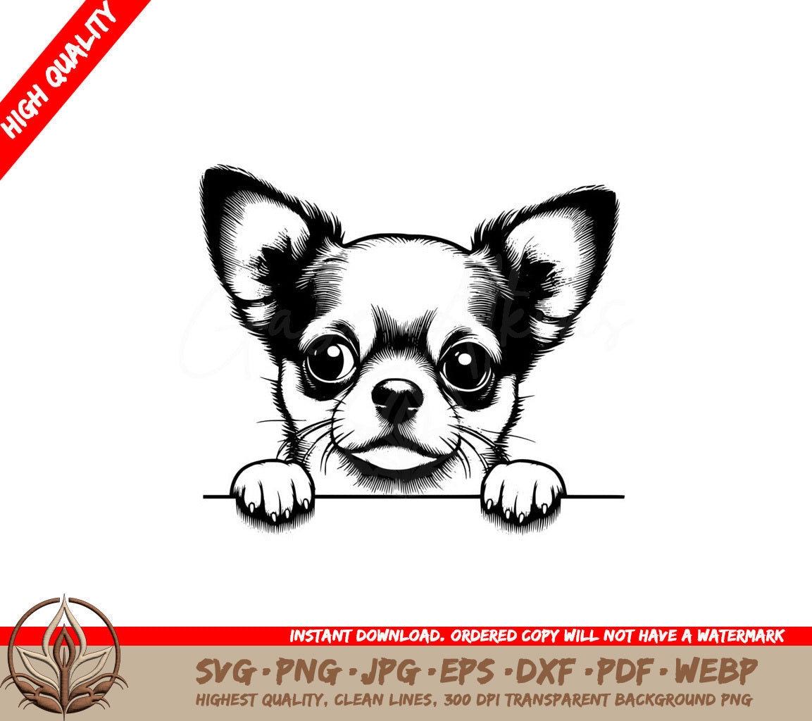 Peekaboo Chihuahua SVG - Digital Product in Multiple File Formats