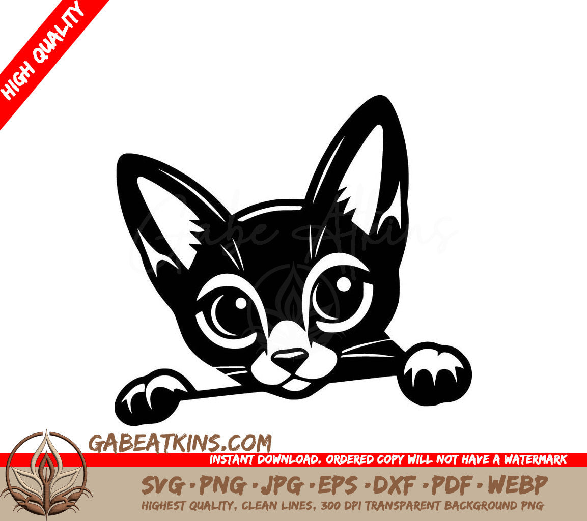 A Cat Peeking Over A Wall SVG - Peekaboo Kitty Paws SVG