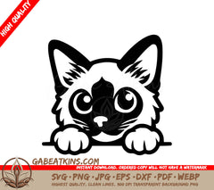 A Cat Looking Over A Wall SVG - Peekaboo Paws SVG