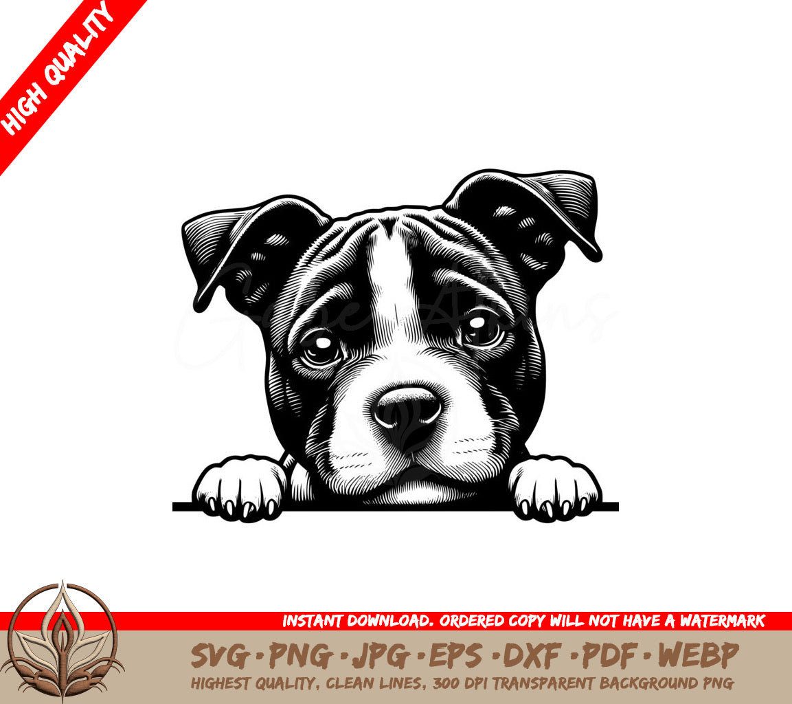 Peekaboo Staffie SVG - Digital Product with Multiple File Formats