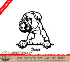 Boxer Dog Peeking SVG Design SVG