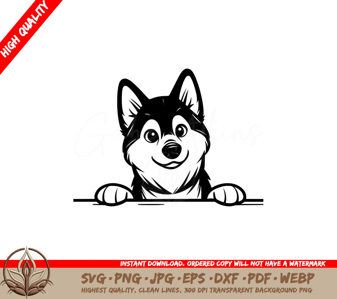 Peeking Elkhound SVG - Digital Product File Offering Flexibility